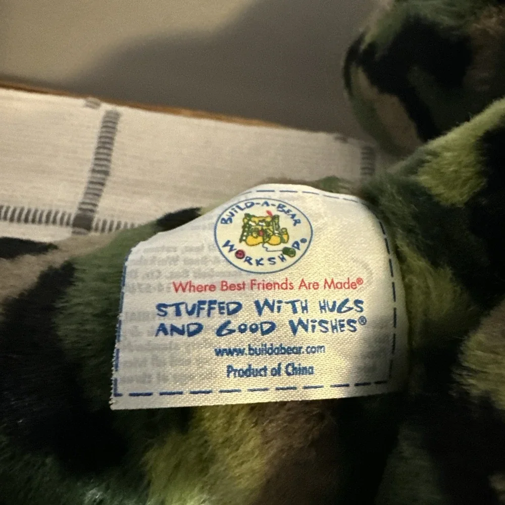 Build A Bear BAB Green‎ Camo Camouflage Military Plush Stuffed Animal Bear